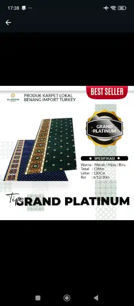 Karpet Masjid tipe Grand Platinum