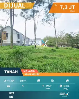 Tanah Kavling Dekat Binus di Boulevard Araya Valley Malang