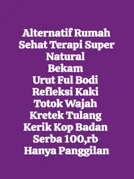 Silahkan yang mau TERAPI semua keluhan PENYAKIT/SARAF/OTOT/TULANG