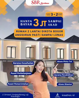 Rumah 2 lantai 3 kamar tidur Termurah di kota bogor