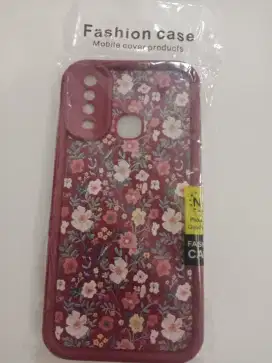 Casing hp vivo Y17 motif bunga maroon