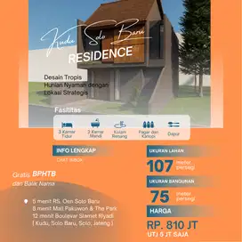 Dijual Rumah Gaya Tropis di Solo Baru, 5 mnt Kawasan Bisnis Soba, SHM