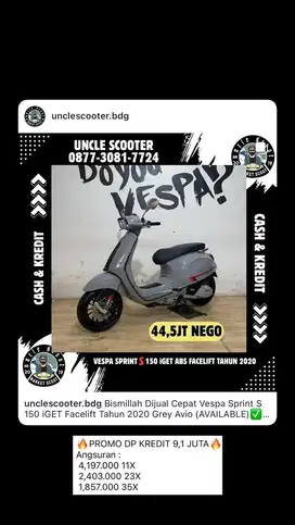 Vespa Sprint S 150 iGET Facelift Tahun 2020 Grey Avio