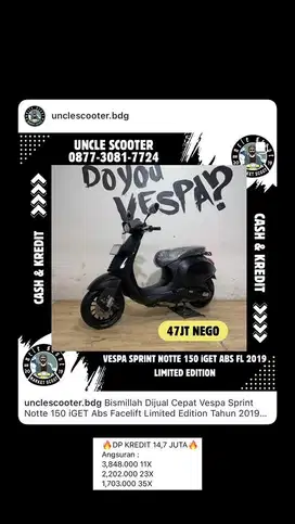 Vespa Sprint Notte 150 iGET Abs Facelift Limited Edition Tahun 2019