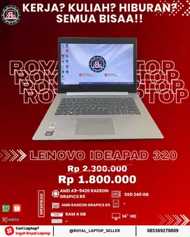 LENOVO IDEAPAD 320  AMDA9-9420RADEONR5 RAM4GB AMD RADEON R5 GRAPHICS