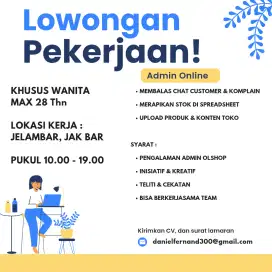 LOWONGAN ADMIN ONLINE SHOP ACC HP
