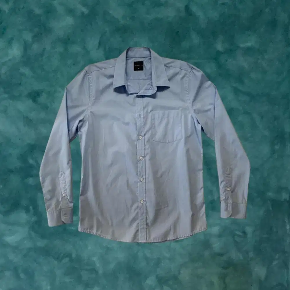 Elgan Basic Shirt Sky Blue Long Sleeve Man, Kemeja Lengan Panjang Pria