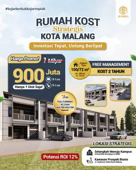 RUMAH KOS SANGAT STRATEGIS DEKAT KAMPUS KOTA MALANG FREE MANAJEMEN