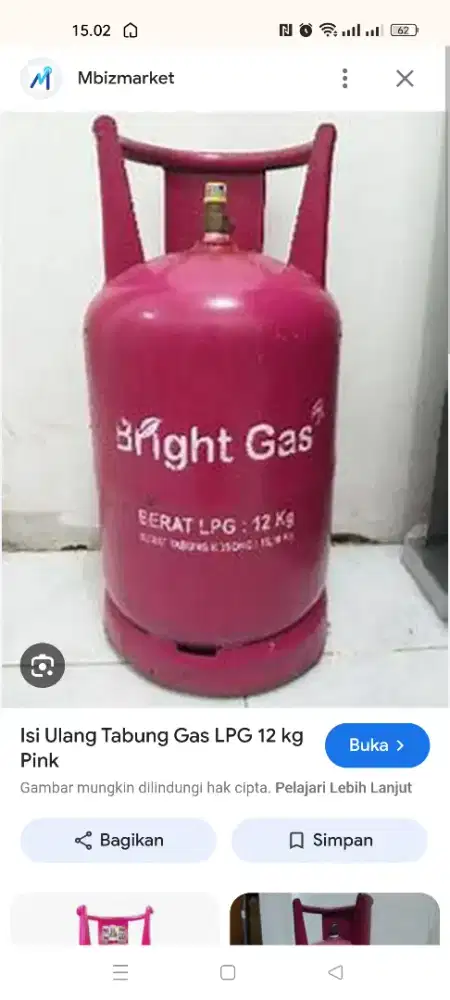 tabung gas 12kg pink , kosong free delivery sekitaran pondok gede