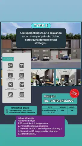 Dijul RUKO BIZHUB serbaguna berlokasi strategis