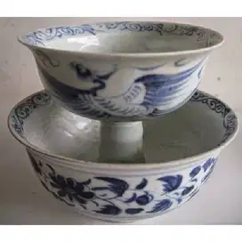 Original Vintage Antik Chinese oriental mangkok tumpuk Qing Dinasty