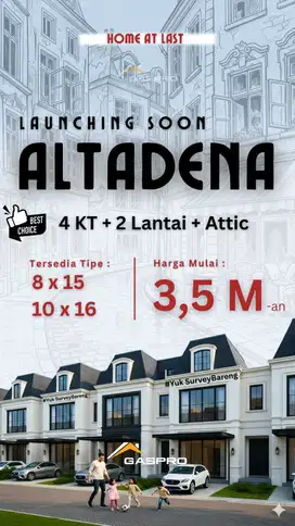 Cluster Altadena BSD – Rumah Modern 2 Lantai + Attic, Lokasi Premium