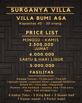 VILLA BUMI ASA puncak bogor view bagus & fasilitas lengkap