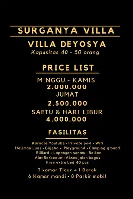 VILLA DEYOSYA basseller di cisarua puncak bogor dgn udara yg dingin