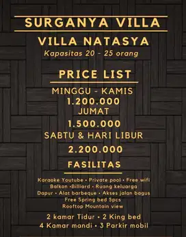 VILLA NATASYA batu layang puncak bogor view keren & udara dingin bgt