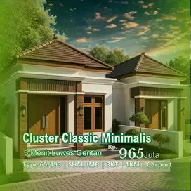 Rumah Cluster Classic Minimalis di Sukoharjo, Dekat Luwes Gentan