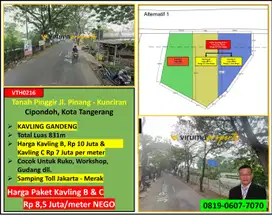 VTH0216 - Tanah SHM, Pinggir Jalan Samping Toll, Cipondoh, Tangerang