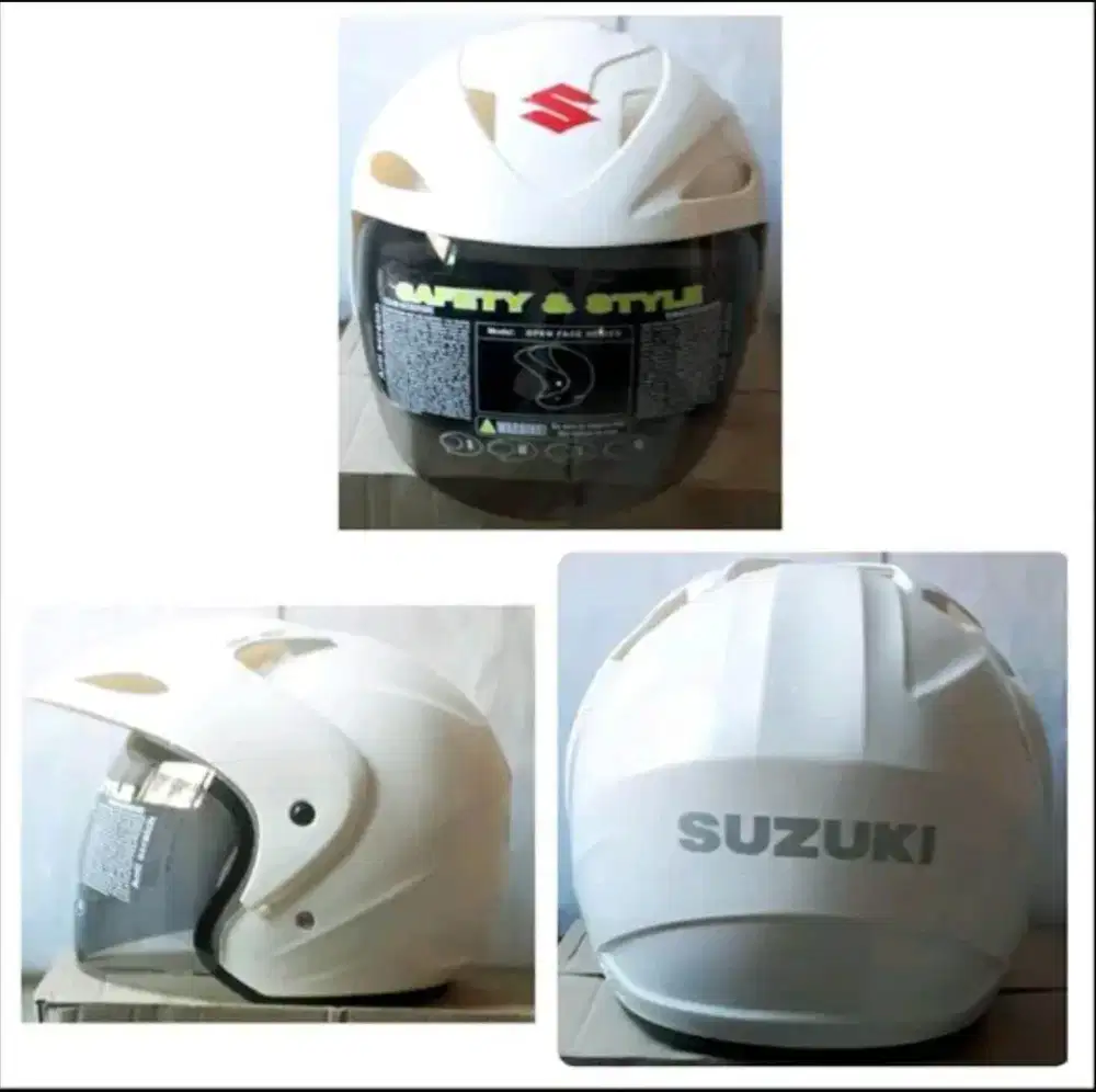 Helm Suzuki putih sni