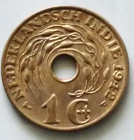 Jual Koin bolong Nederlands-Indie 1 cent tahun 1942 - 1945