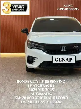 [KM 26.000 ORIGINAL ] HONDA CITY RS HATCHBACK SENSING AT 2024 NIK 2023