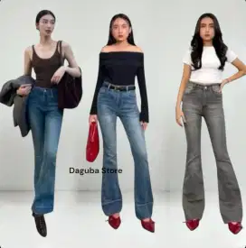JENNIE HIGH WAIST CUTBRAY JEANS CELANA FLARE STRETCH WANITA VINTAGE
