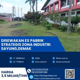 Disewakan Ex Pabrik Industri Strategis Sayung, Demak Luas 28082m2
