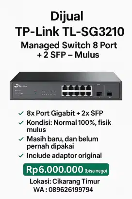 Switch TP-Link TL-SG3210 Managed 8 Port Gigabit + 2 SFP – Mulus!