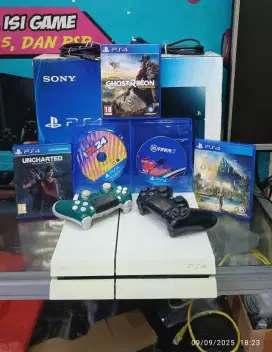 PS4 fat original fw 12.52 HDD 500gb+5 kaser