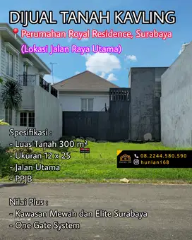 Tanah Kavling Rumah Perumahan Royal Residence Wiyung Jalan Raya Kembar