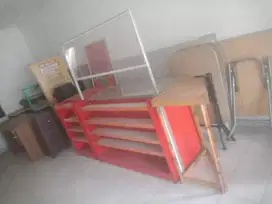 Jual meja kasir dan rak gondola dobel n single dan komputer lengkap