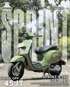 DIJUAL VESPA SPRINT S 150 IGET ABS LED THN 2023 PERFECT CONDITION