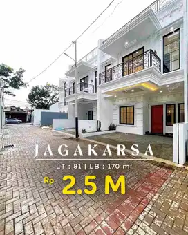 RUMAH MEWAH +ROOFTOP SIAP HUNI DALAM CLUSTER  DI JAGAKARSA