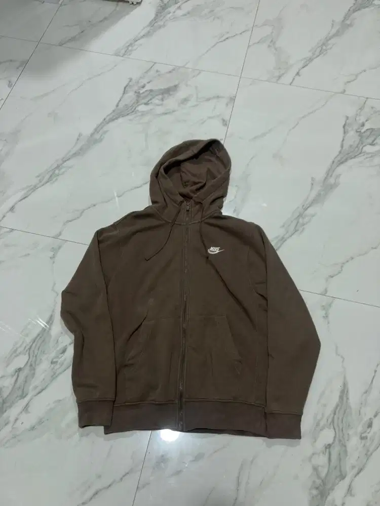 Jaket Zipper Hoodie Nike Coklat