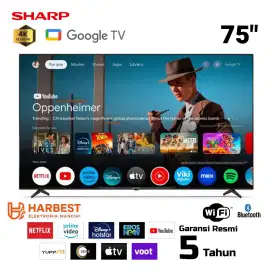 SHARP 4K UHD  Google TV 75 Bluetooth 4T-C75FJ1I Dolby Vision FRAMLESS