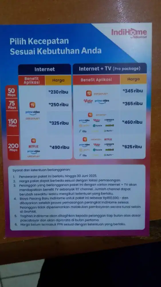 Paket internet murah INDIHOME