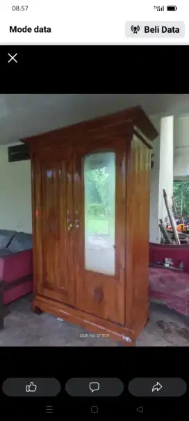 Simple lemari kayu jati dia pintu bekas dah plitur ulang