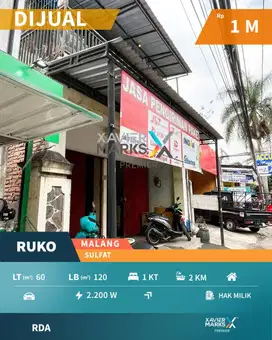 Dijual Ruko Strategis Poros Jalan di Sulfat Blimbing Malang