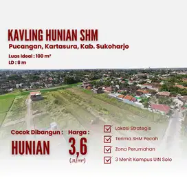 Tanah Kavling SHM Strategis di Pucangan Kartasura – Harga 3,6 Jt/m²