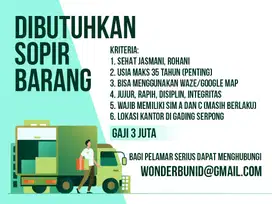 Dibutuhkan Sopir Box Berpengalaman (Sim A&C)
