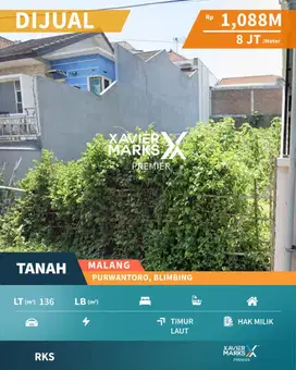 Dijual Tanah Pusat Kota Siap Bangun di Purwantoro Blimbing kota malang