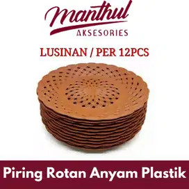 Piring Rotan Anyam Plastik 1 Lusin 12 Pcs