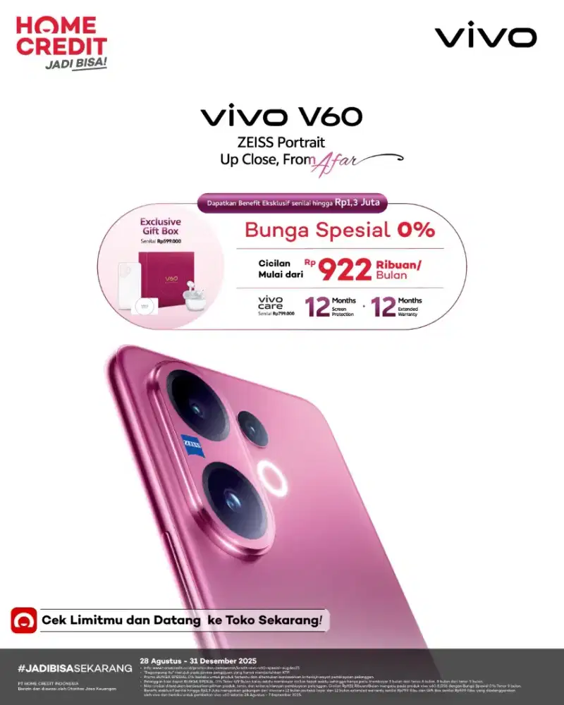 Vivo v60 terharu  cicilan  bunga 0%