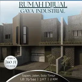 Rumah 2Lt Industrial Style di Jaten Solo, 5-9mnt Toll_Kawasan Industri