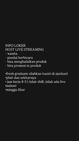 DI CARI HOST LIVE STREAMING