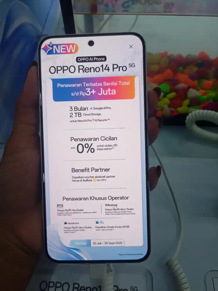 Promo Reno 14pro 5G dengan bunga 0% free 1-2×cicilan