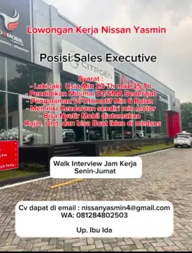 Lowongan kerja sales mobil Nissan