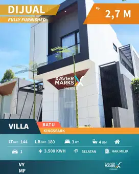 Villa Kingspark Batu Modern Furnish Dekat Wisata Ada Private Pool