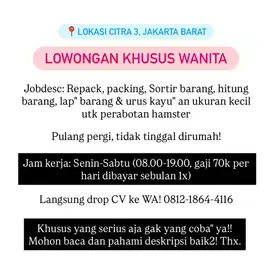 LOWONGAN PACKING — REPACK — SORTIR BARANG
