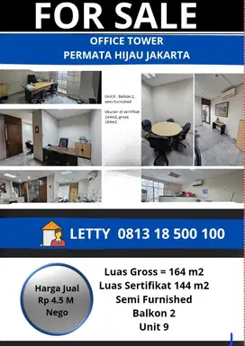 Office Tower Permata Hijau Jakarta Selatan Rp 4.5 M Nego