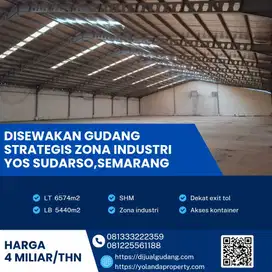 Disewakan Gudang  Industri Lokasi Yos Sudarso,Semarang Luas 6574m2
